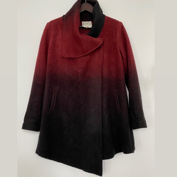 BB Dakota Red and Black Ombre Fuzzy Melton Coat - Picture 3 of 12